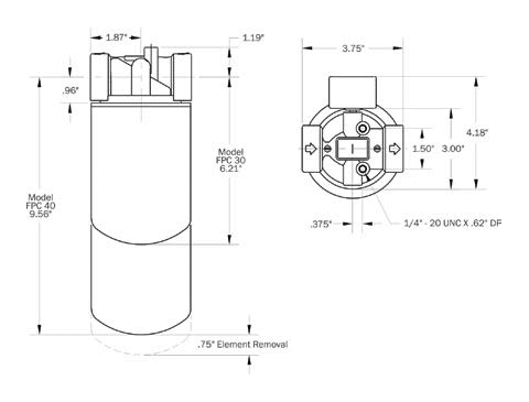 Drawings for Maradyne 30 Series spin-on filter head