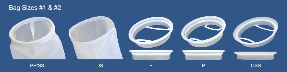 Trade size filter bag sock flanges for woven #1 and #2 sizes